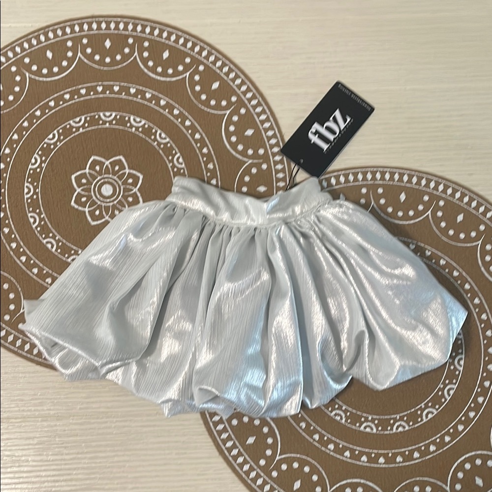 Flowers by Zoe toddler shiny silver flared skirt
